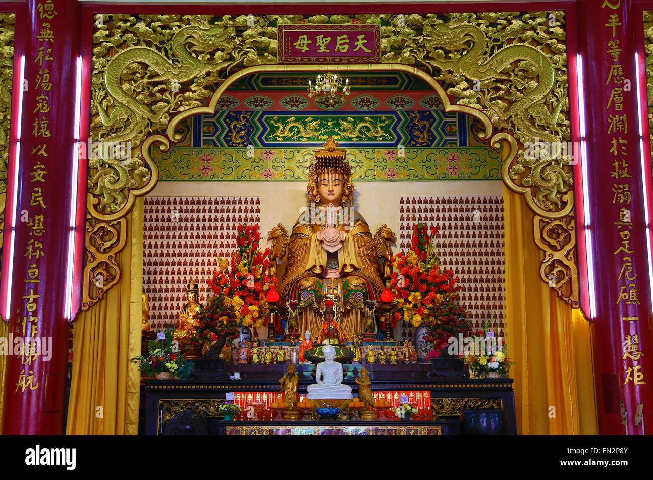 Altar of Mazu, Goddes of the Sea at the Thean Hou Chinese Temple, Kuala Lumpur, Malaysia Stock Photo