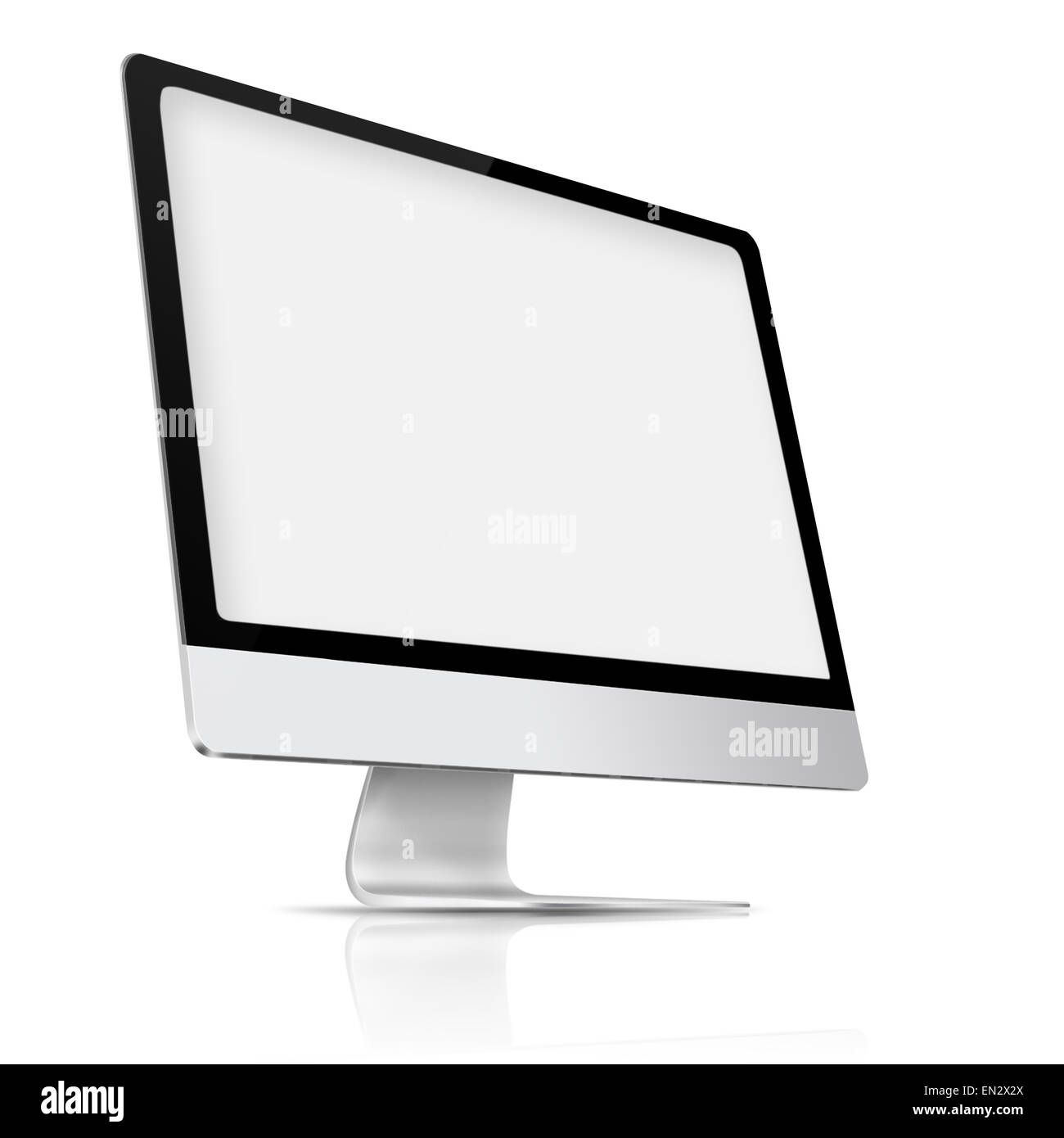 Modern flat screen computer monitor with empty screen and reflection ...