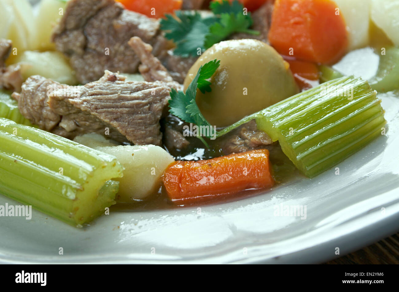 Skirts and kidneys - Irish stew made from pork and pork kidneys. Stock Photo
