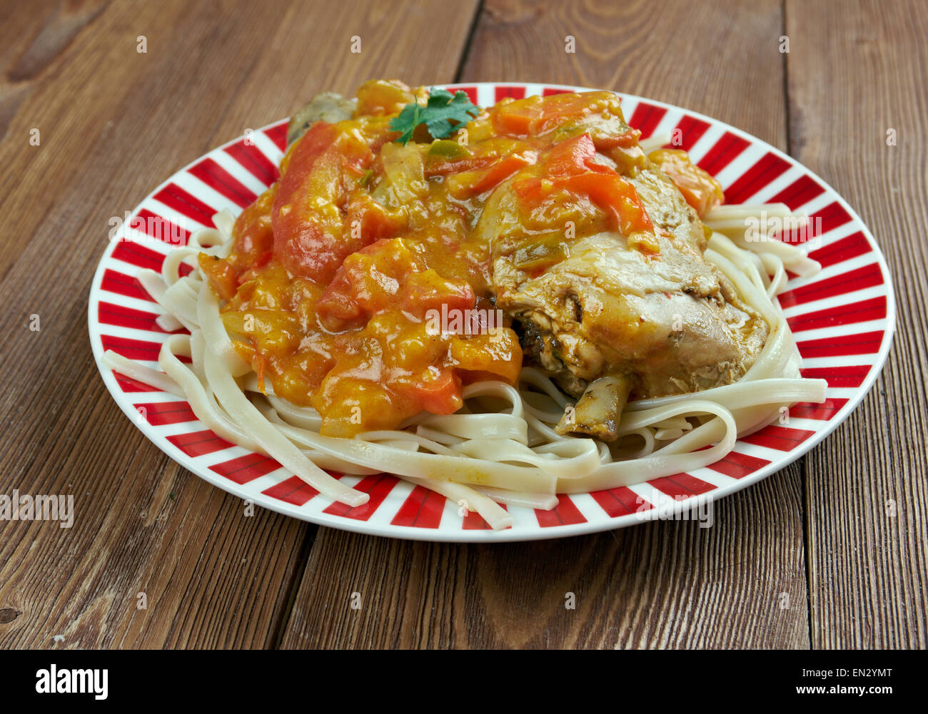 Chicken paprikash Traditional hungarian chicken cooked in paprika and