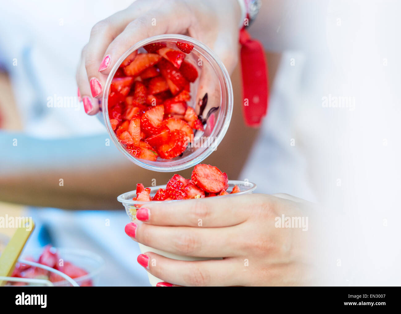 Tasty strawberry topping Stock Photo