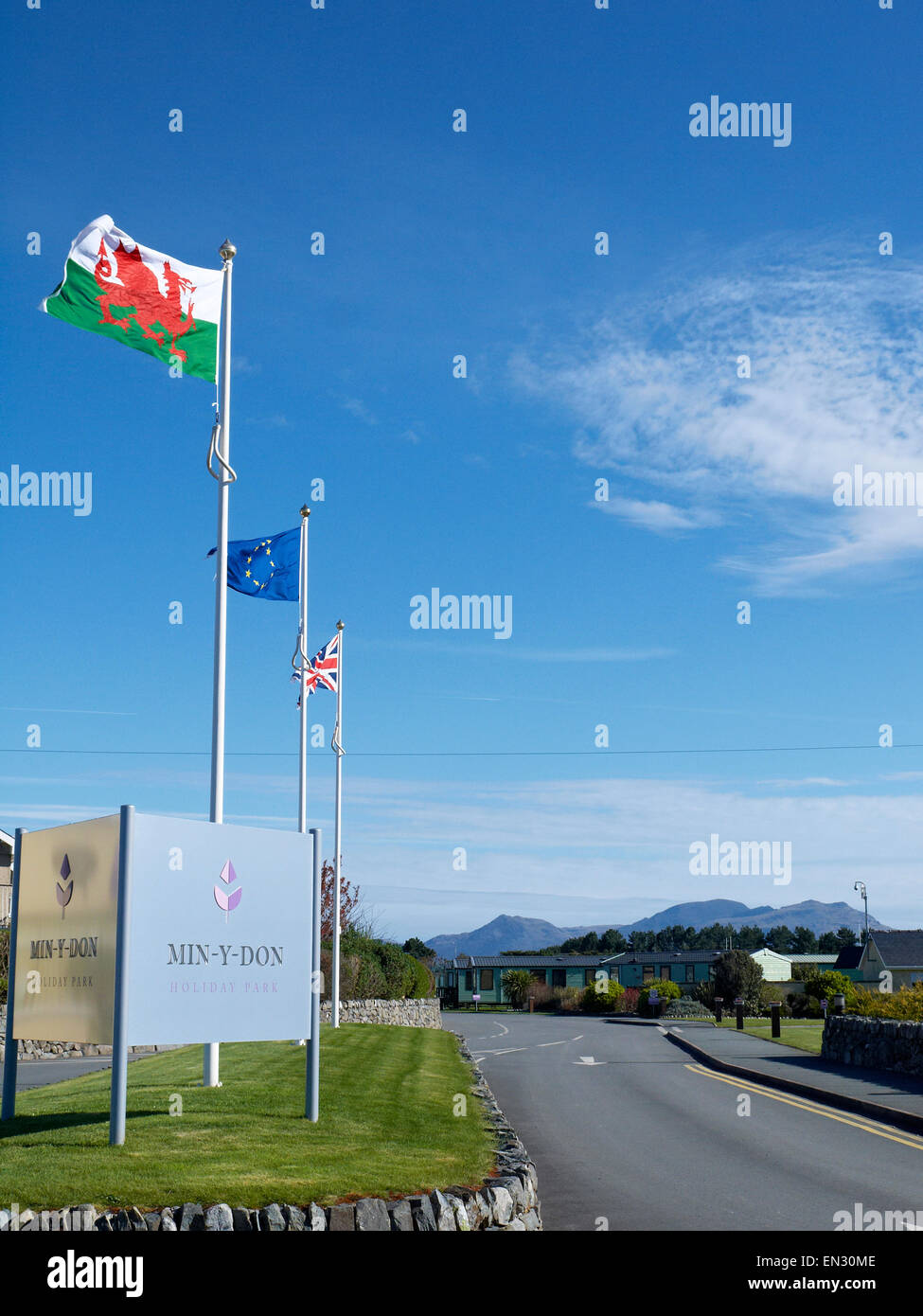 Entrance to Min-Y-Don holiday home and touring park in Harlech Gwynedd Wales UK Stock Photo