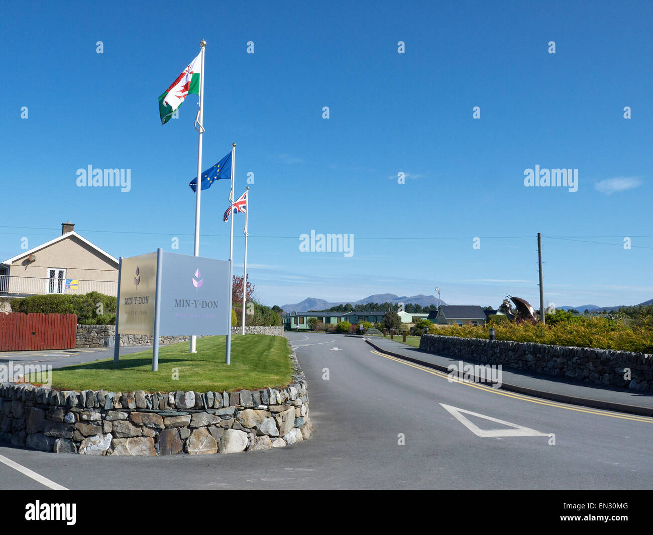 Entrance to Min-Y-Don holiday home and touring park in Harlech Gwynedd Wales UK Stock Photo