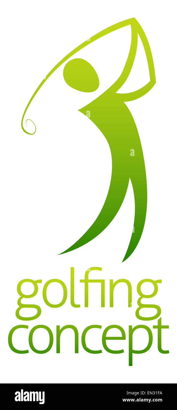An illustration of an abstract golfer swinging his golf club concept design Stock Photo