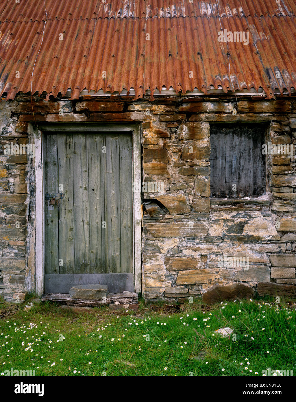 A rusting old byre at Talmine Bay, Kyle of Tongue, Sutherland, Scotland