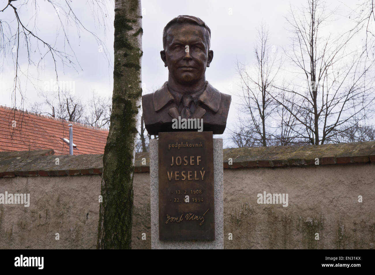 bust of Josef Vesely, World War Two western resistance movement veteran, 1939-1945, in Dukovany, Vysocina Region, Czech Republic, on April 4, 2015 (CTK Photo/Libor Sojka) Stock Photo