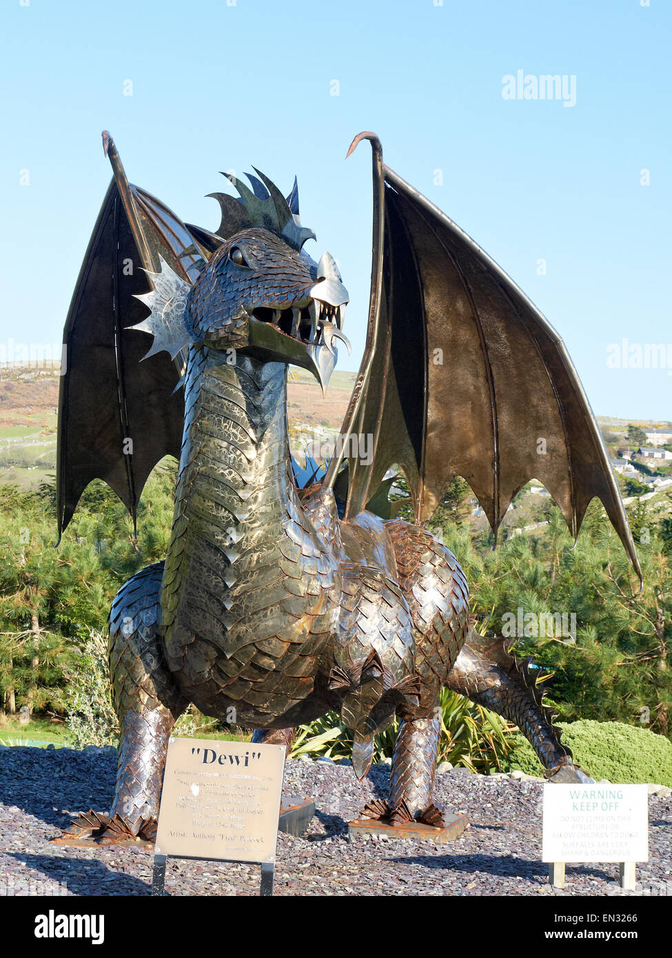 Dewi ,Welsh dragon at Min-Y-Don holiday park , Harlech Gwynedd Wales UK Stock Photo