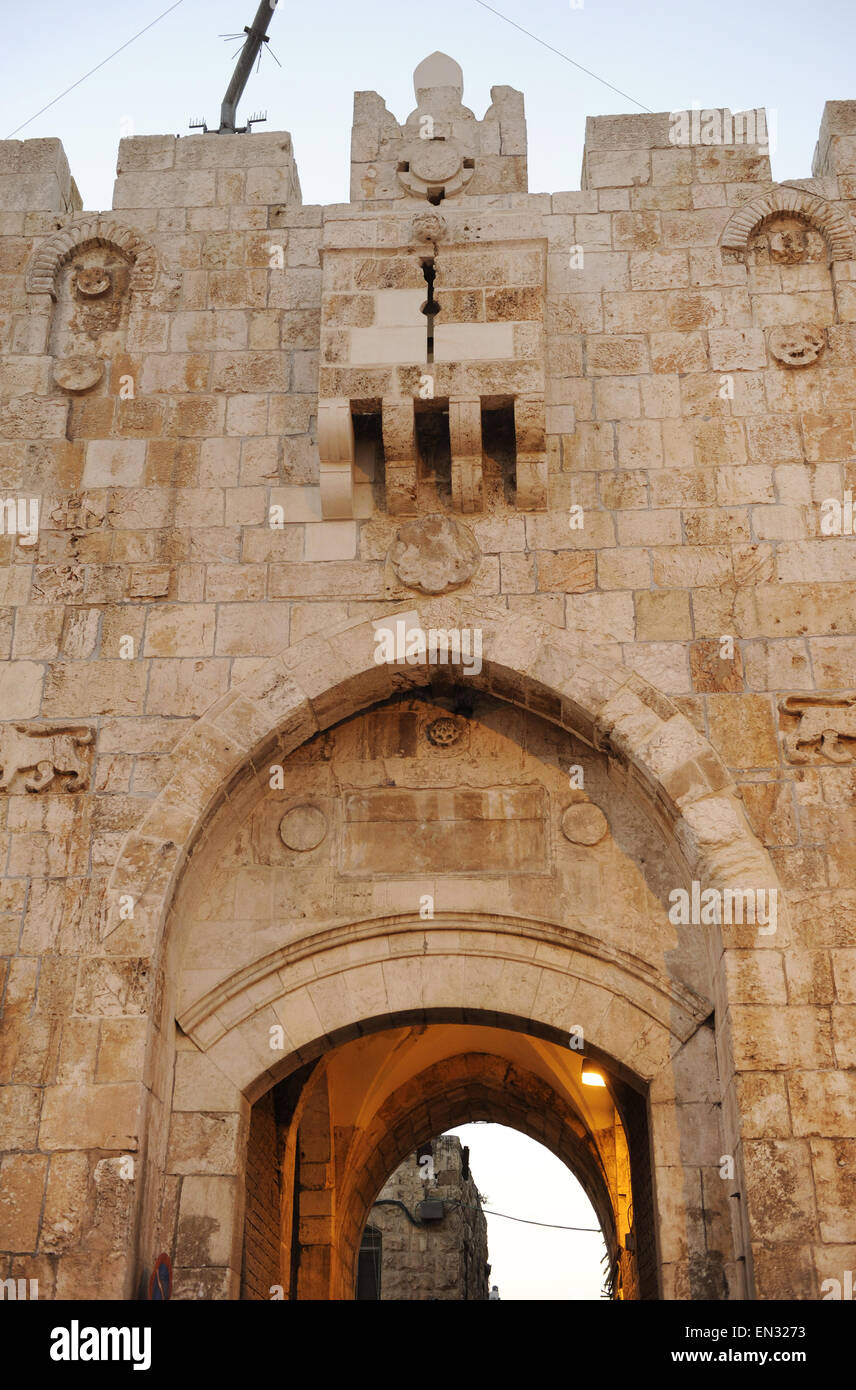 Israel. Jerusalem. Lion's Gate. 1538-1539. North of the eastern side. Old City Walls. Stock Photo