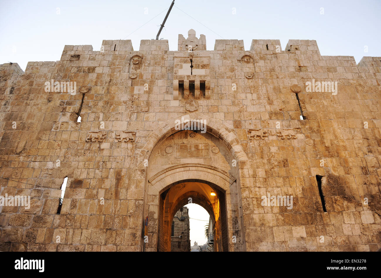 Israel. Jerusalem. Lion's Gate. 1538-1539. North of the eastern side. Old City Walls. Stock Photo