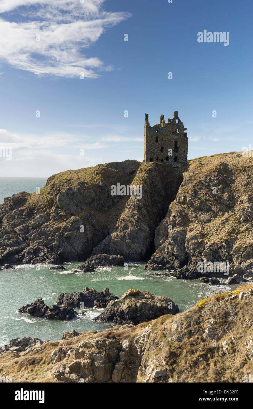 Dunskey Castle at Portpatrick, Dumfries and Galloway, Scotland, March 2015 Stock Photo