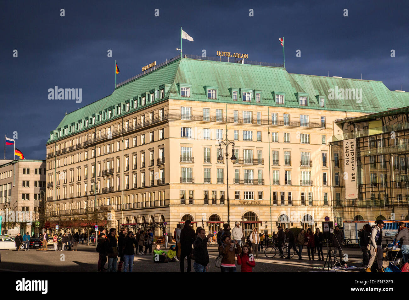 Luxury 'Adlon Hotel', Berlin, at the Brandenburg gate, Stock Photo