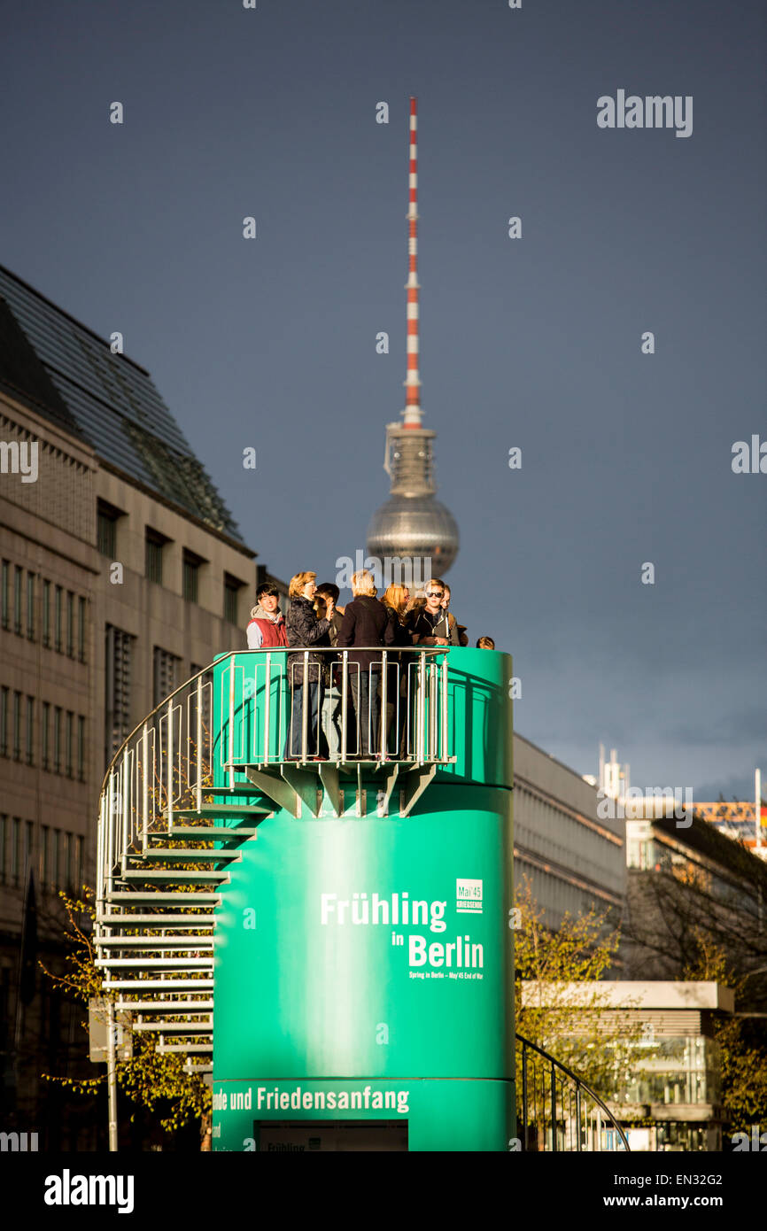 Sightseeing spot near Brandenburg Gate, street "Unter den Linden", central Berlin, Stock Photo