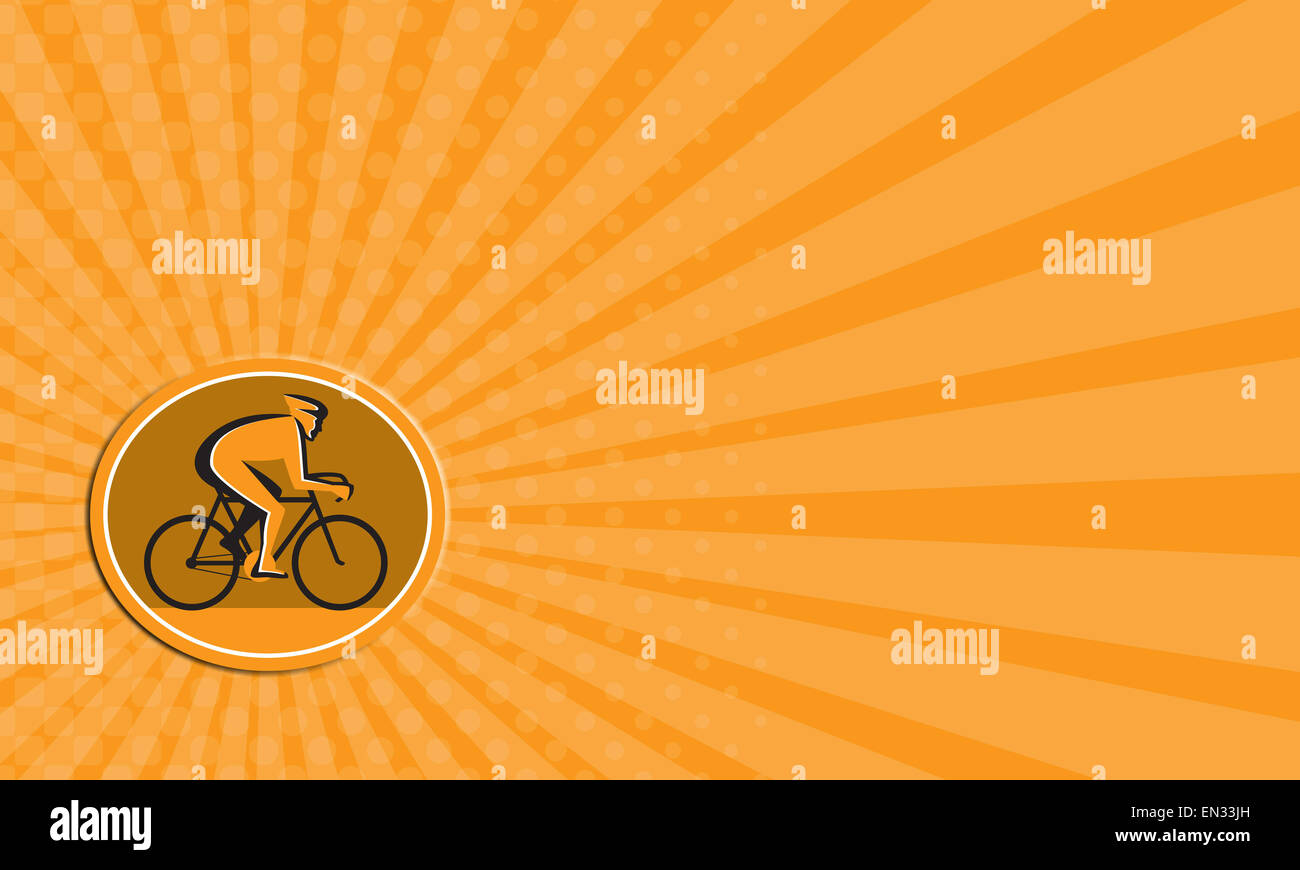 Business card showing illustration of a cyclist riding racing bicycle ...