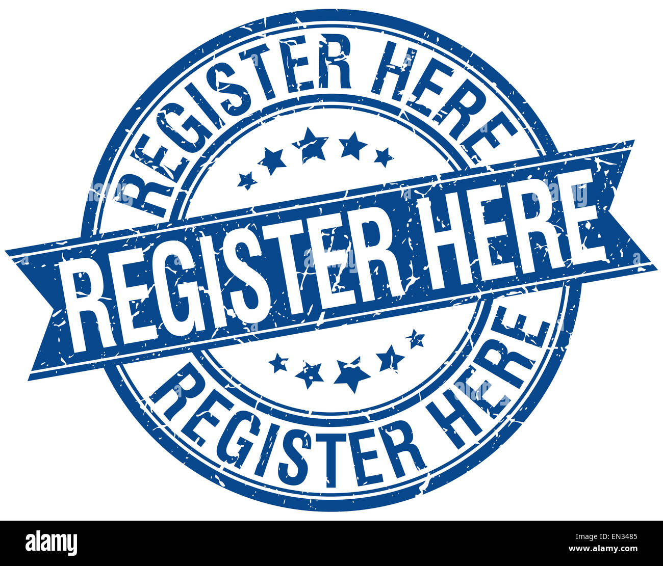 Retro Registration register here grunge retro blue isolated ribbon stamp Stock Photo - Alamy