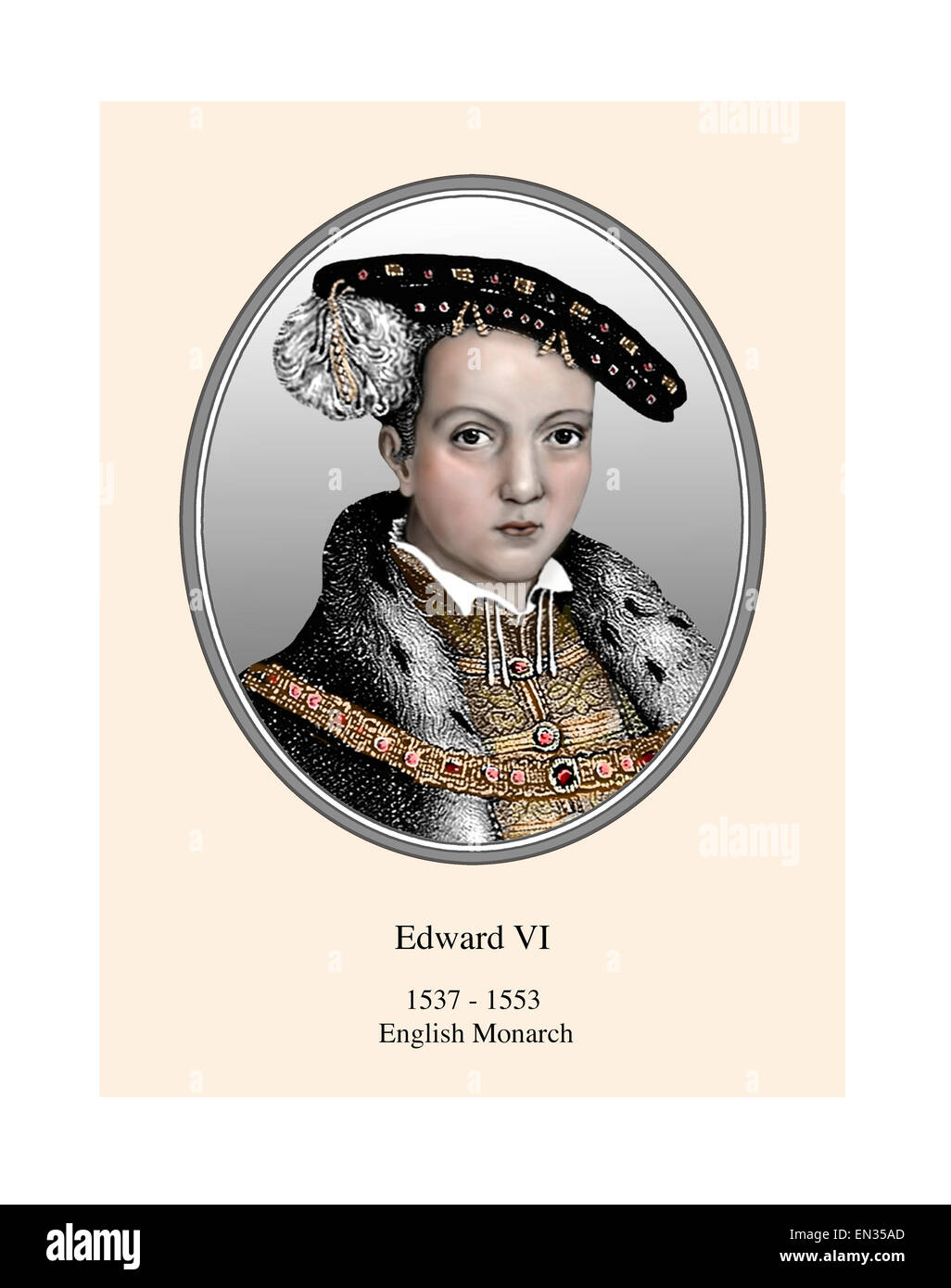 Edward VI English Monarch Portrait Modern Illustration Stock Photo
