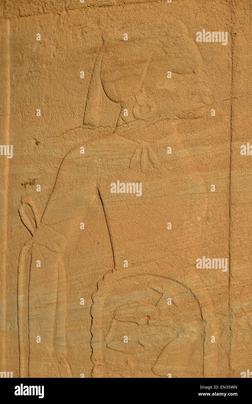 Illustration of an African woman in the Temple of Amun, Soleb, Northern state, Nubia, Sudan Stock Photo