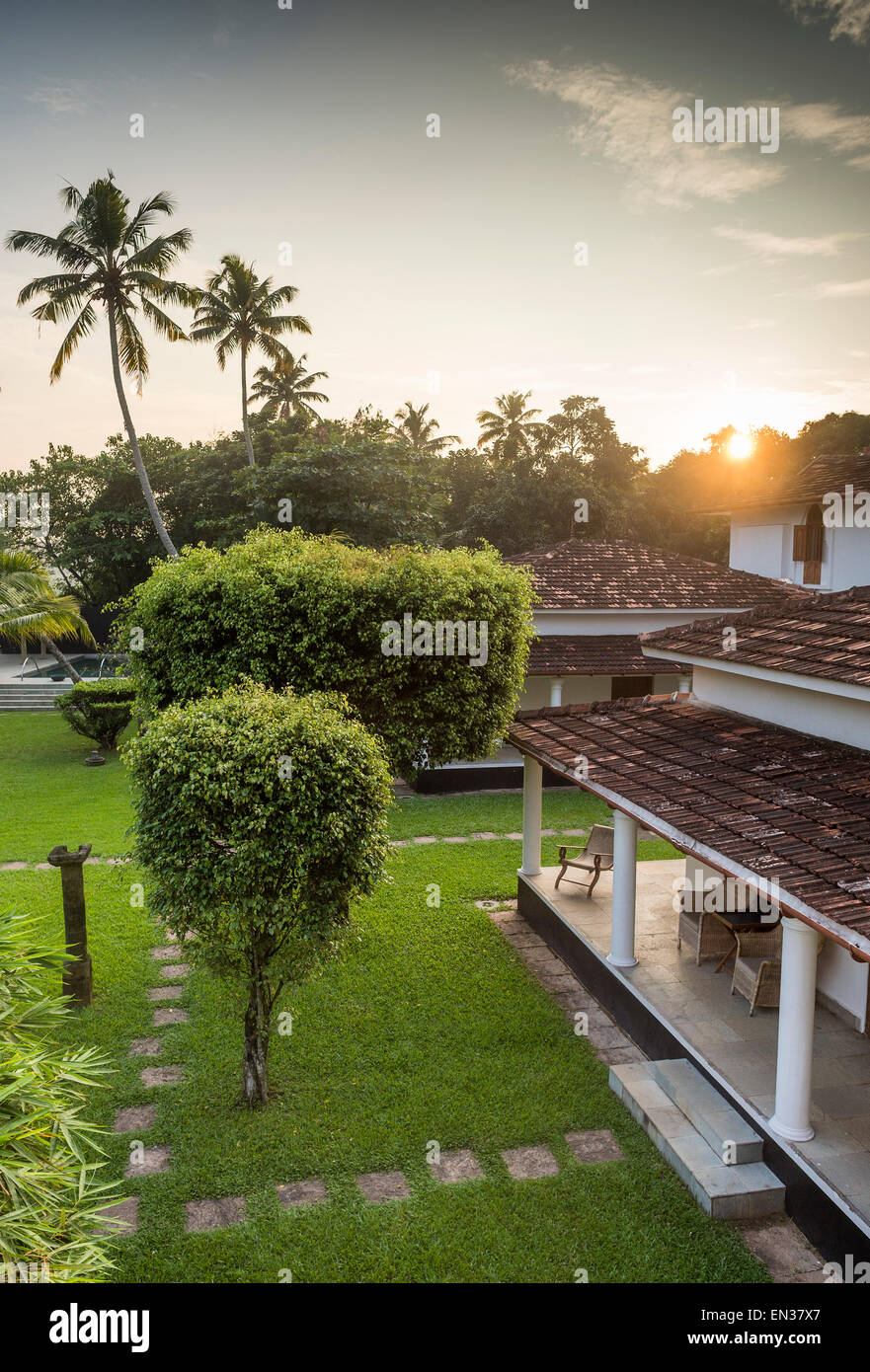 Garden, Hotel Purity, Malabar Escapes, Vembanad Lake, Kerala, India Stock Photo