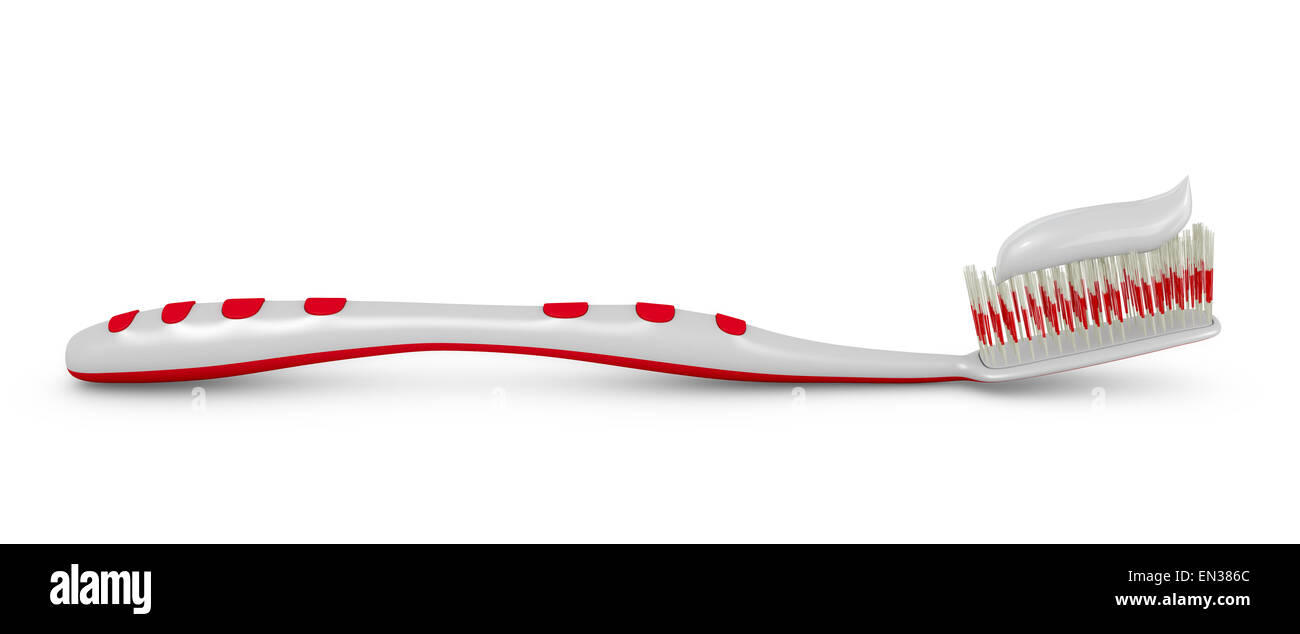 toothbrush with toothpaste on a white background Stock Photo - Alamy