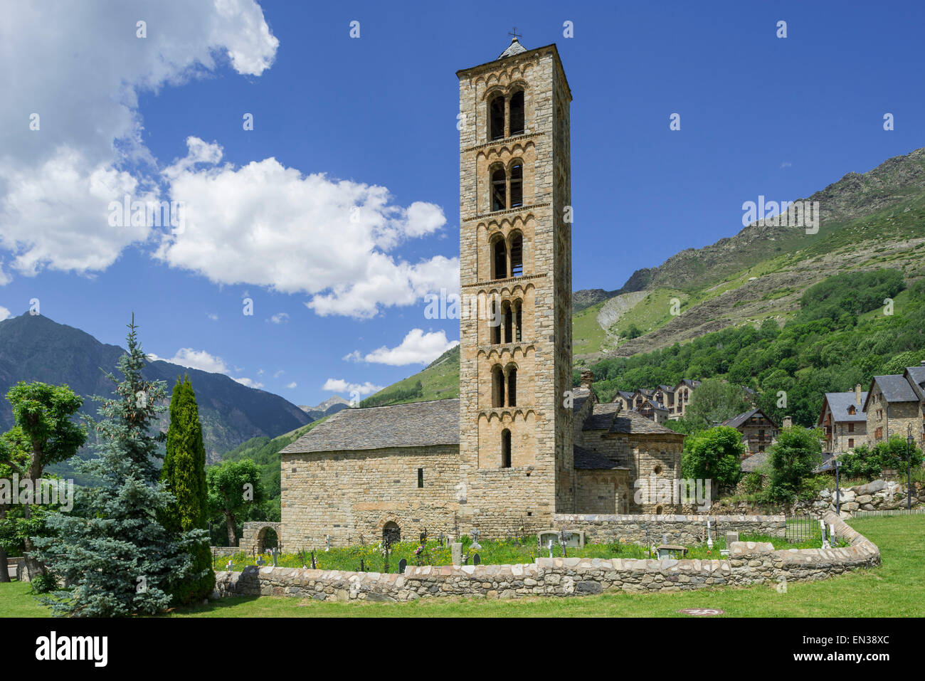 Romanesque church of Sant Climent de Taüll, Unesco World Heritage Site, Vall de Boí, Taüll, Catalonia, Spain Stock Photo