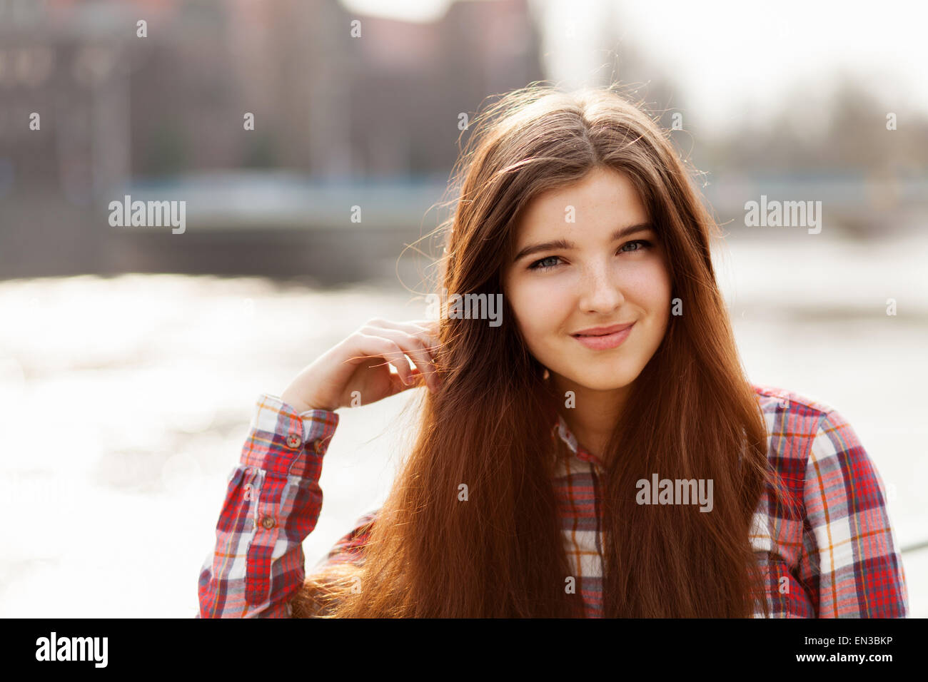 Natural face portrait of a beautiful young woman Stock Photo