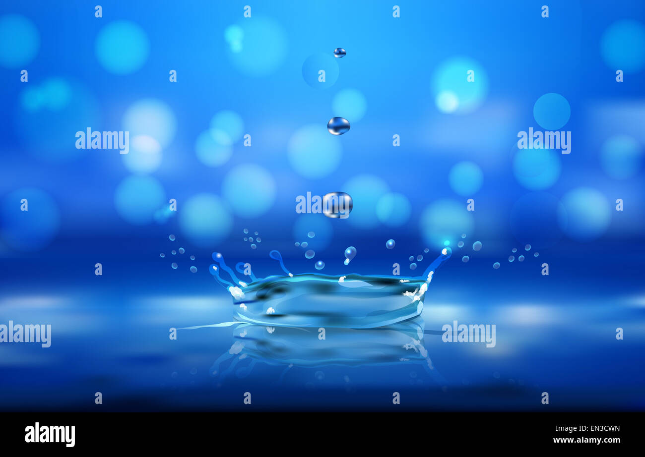 Water Splash Raster raster Blue Background With Drops and Water Splash Stock Photo - Alamy