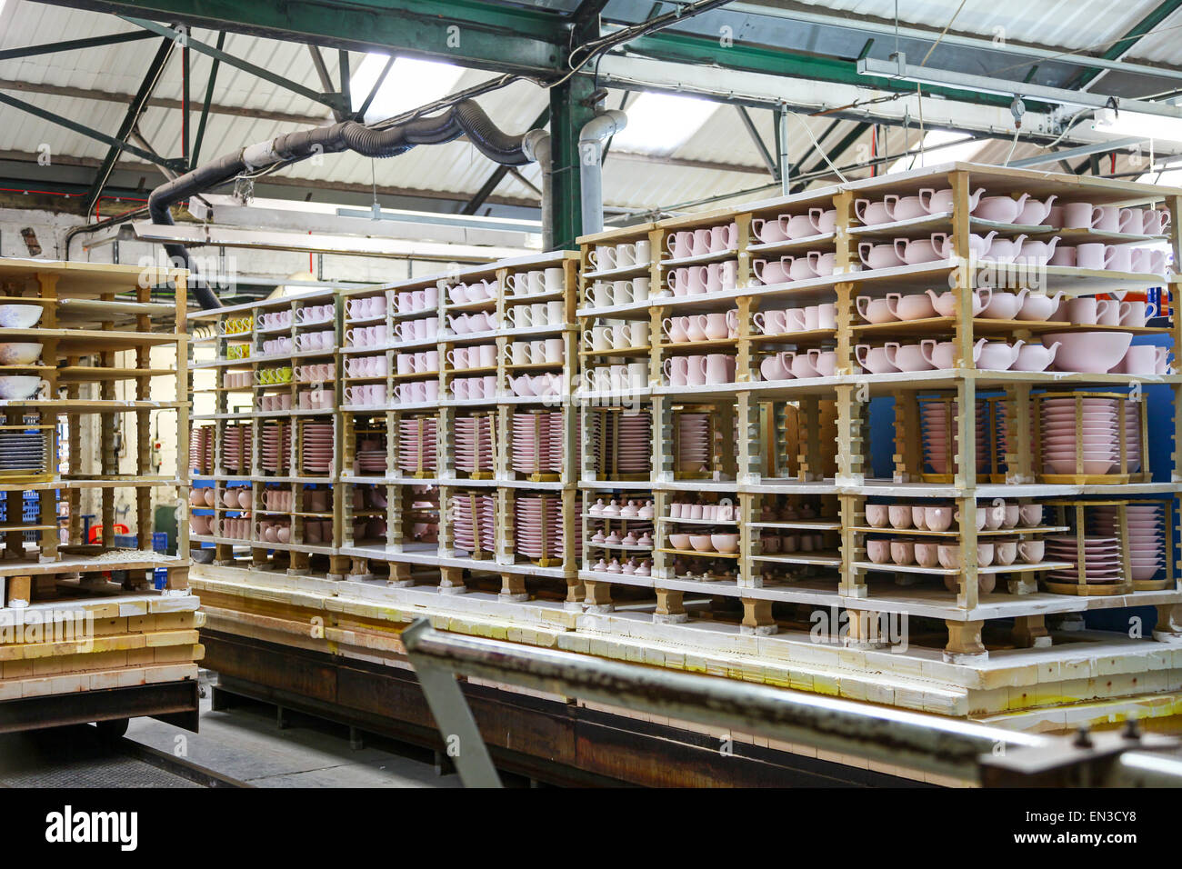 cups plates saucers teapots at Burleigh Middleport pottery factory