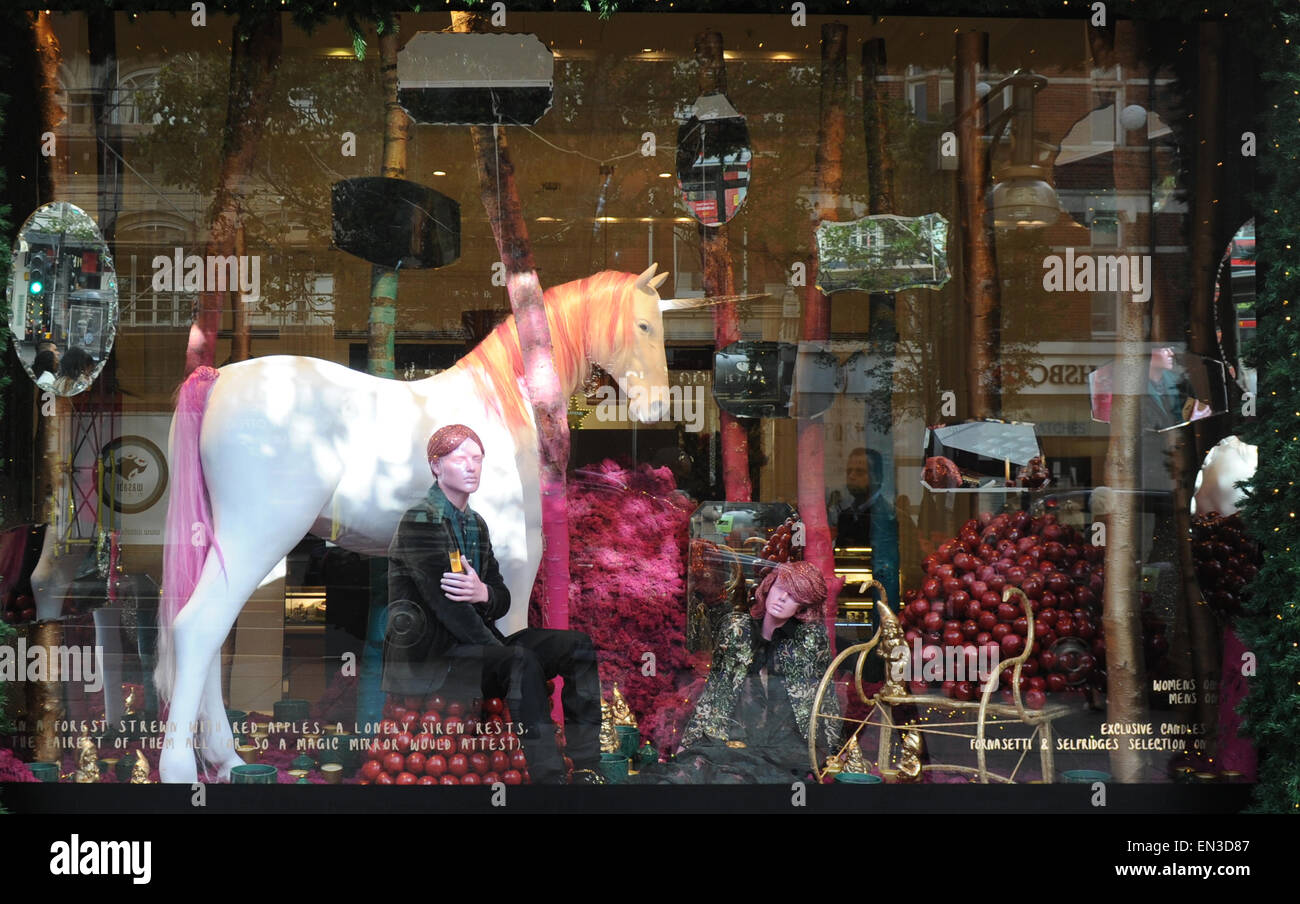 The Christmas window display is unveiled at Selfridges in London