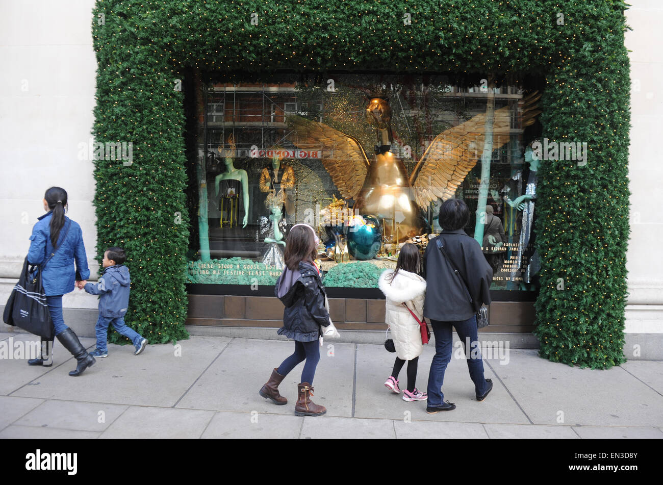 The Christmas window display is unveiled at Selfridges in London