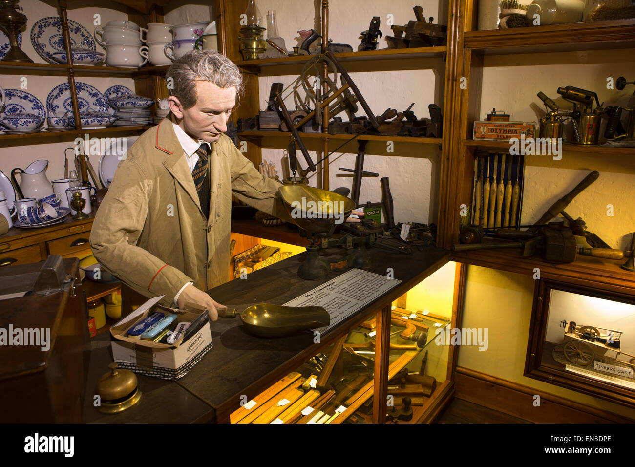 UK, England, Somerset, Taunton, Bishops Lydeard Mill, Ironmonger’s shop exhibit Stock Photo