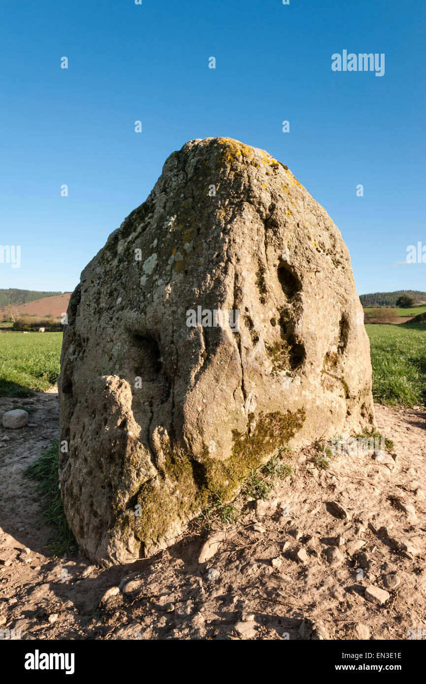 Near New Radnor, Powys, Wales, UK. The Knobley Stone (The Hoarstone, The Oarstone). An early Bronze Age standing stone Stock Photo