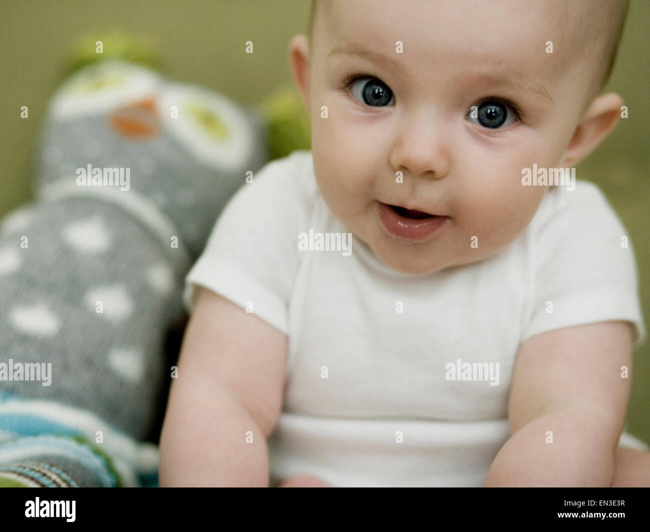 baby with a stuffed animal Stock Photo