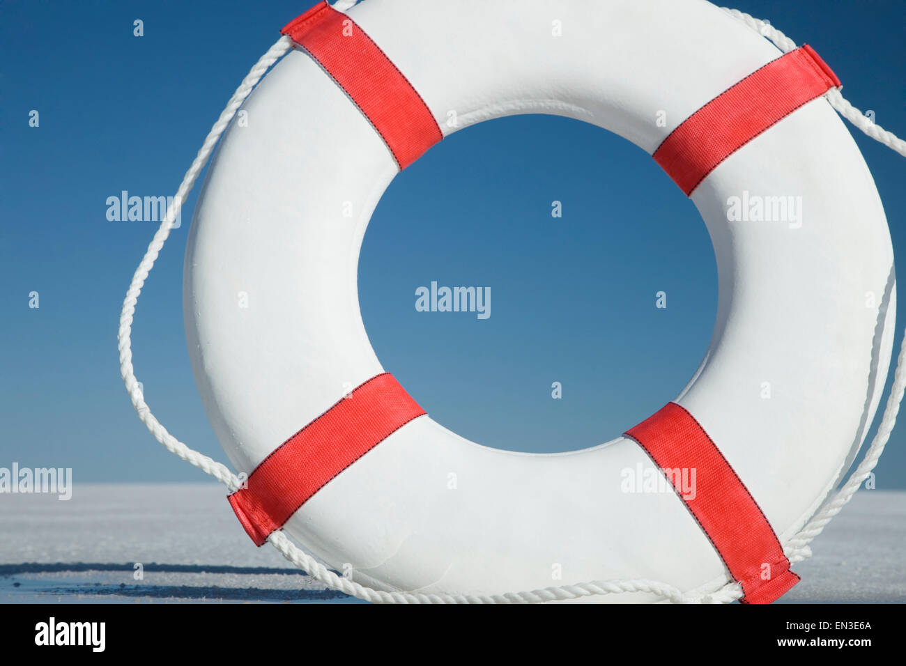 life preserver in the middle of nowhere Stock Photo