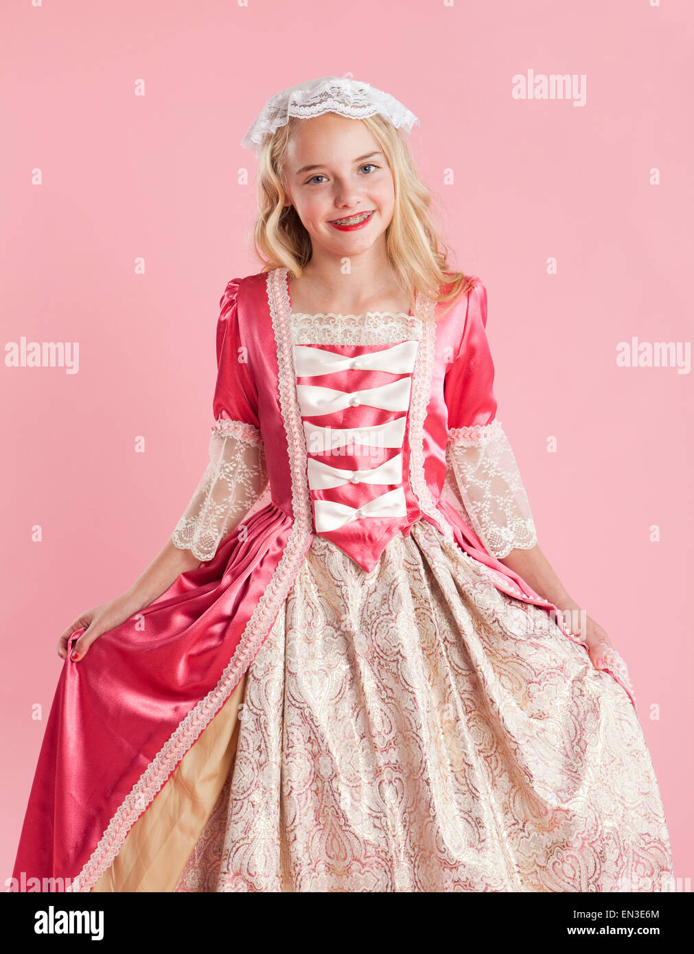 pink colonial dress Rose - Rococo/colonial Dress for Girls