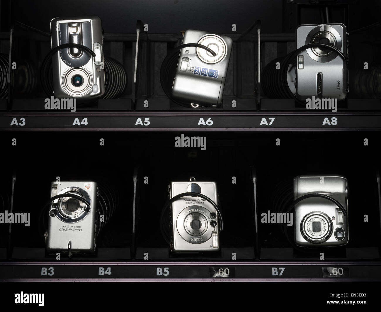 digital cameras in a vending machine Stock Photo Alamy