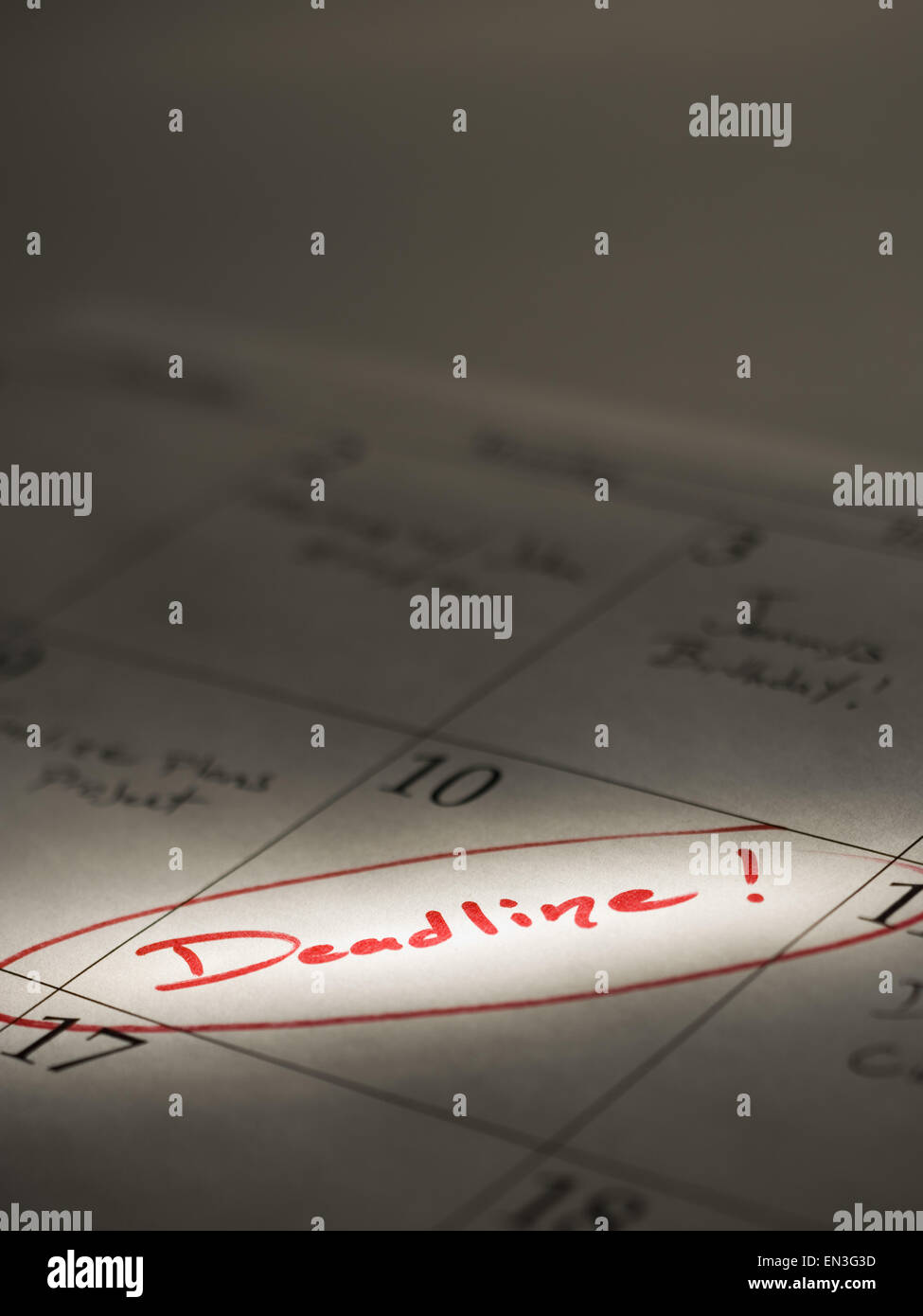 Desk calendar with deadline in red Stock Photo