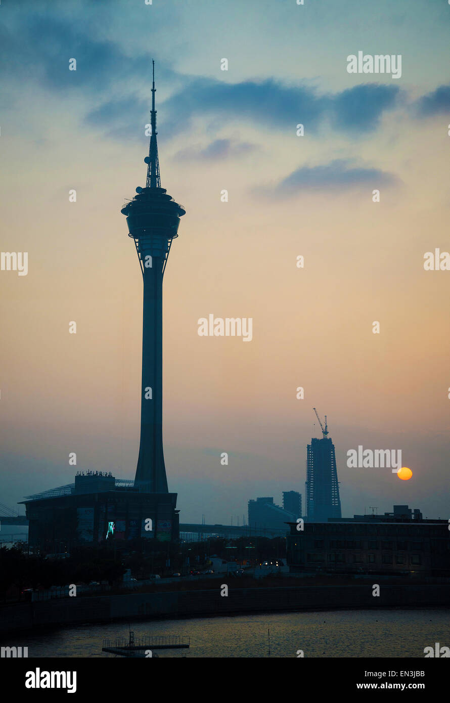 macau tower building landmark at sunset in macao macau china Stock Photo