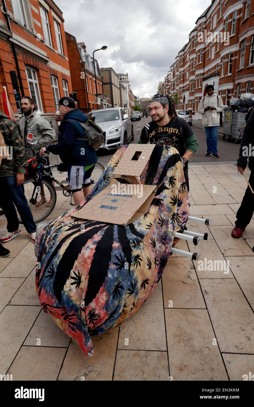 A Protestor on the Reclaim Brixton march on April 25th 2015 Stock Photo