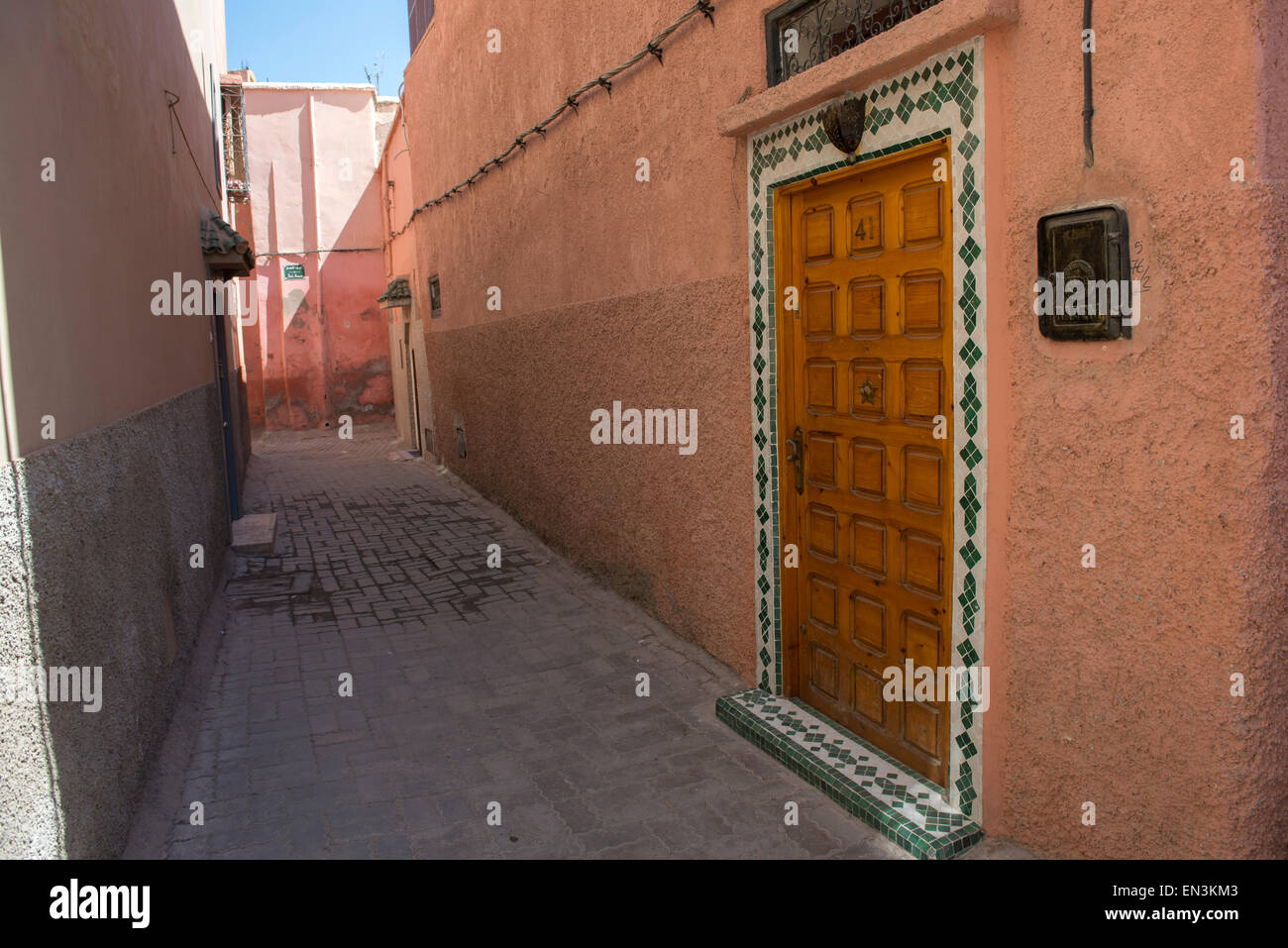 Riad Menzeh, Door.  Medina, Fes, Morocco Stock Photo