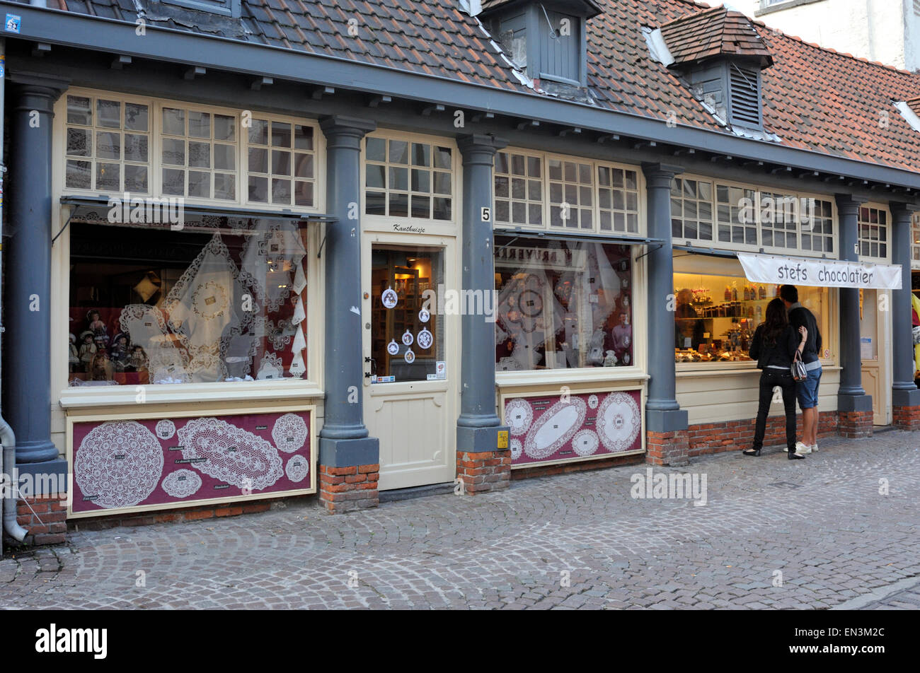 belgium, bruges, shops Stock Photo Alamy