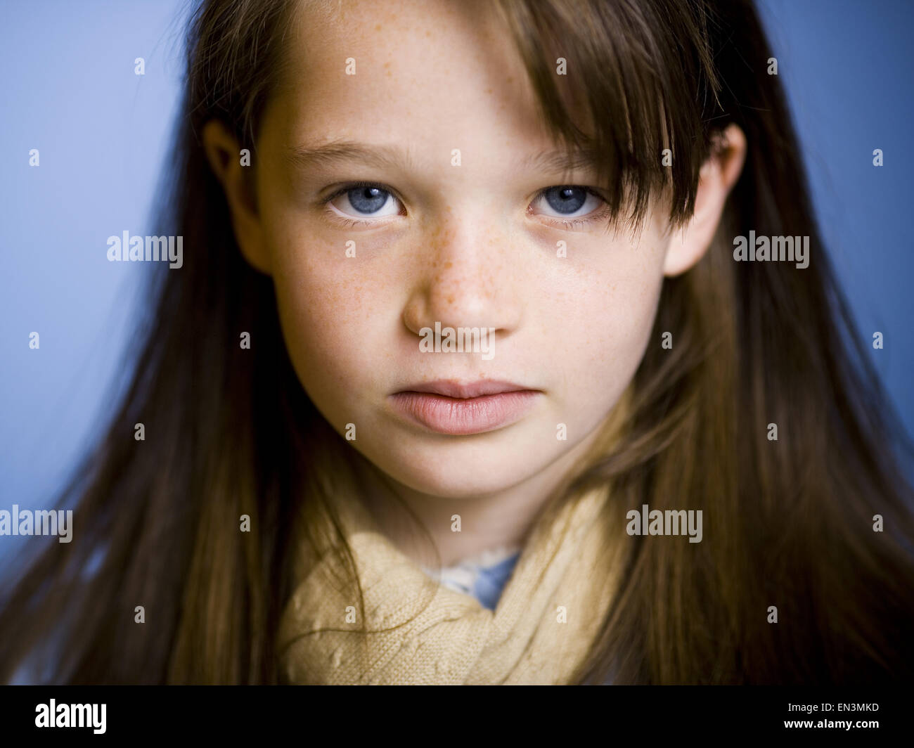 Closeup of girl pouting Stock Photo
