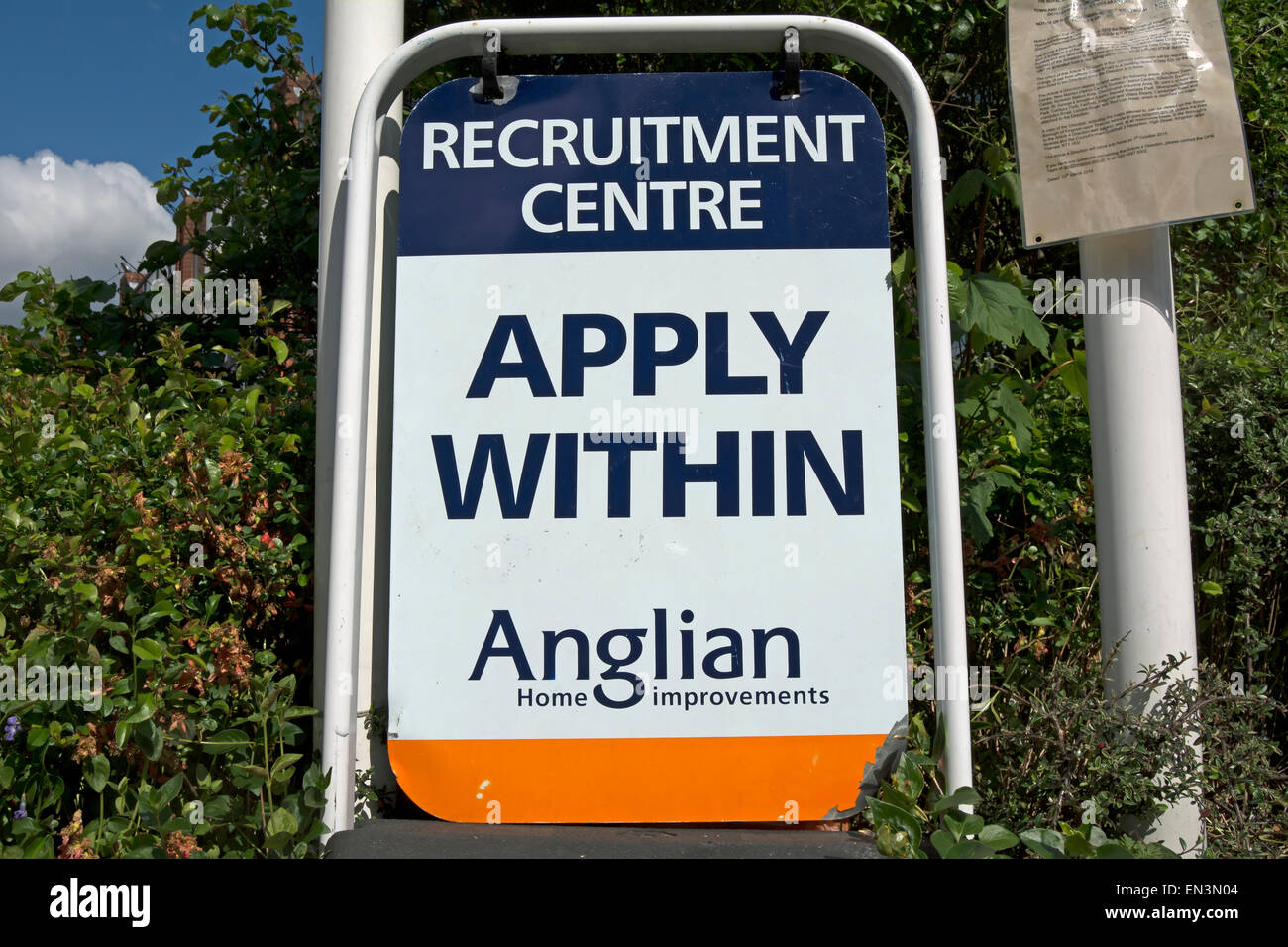 standing sign for an anglian home improvements recruitment centre, kingston upon thames, Stock Photo