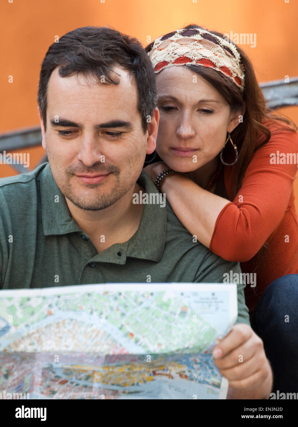 Italy, Venice, Couple with map, sightseeing in city Stock Photo