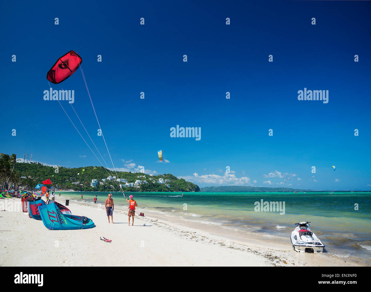 jet ski and kite surf water sports in bolabog beach boracay philippines