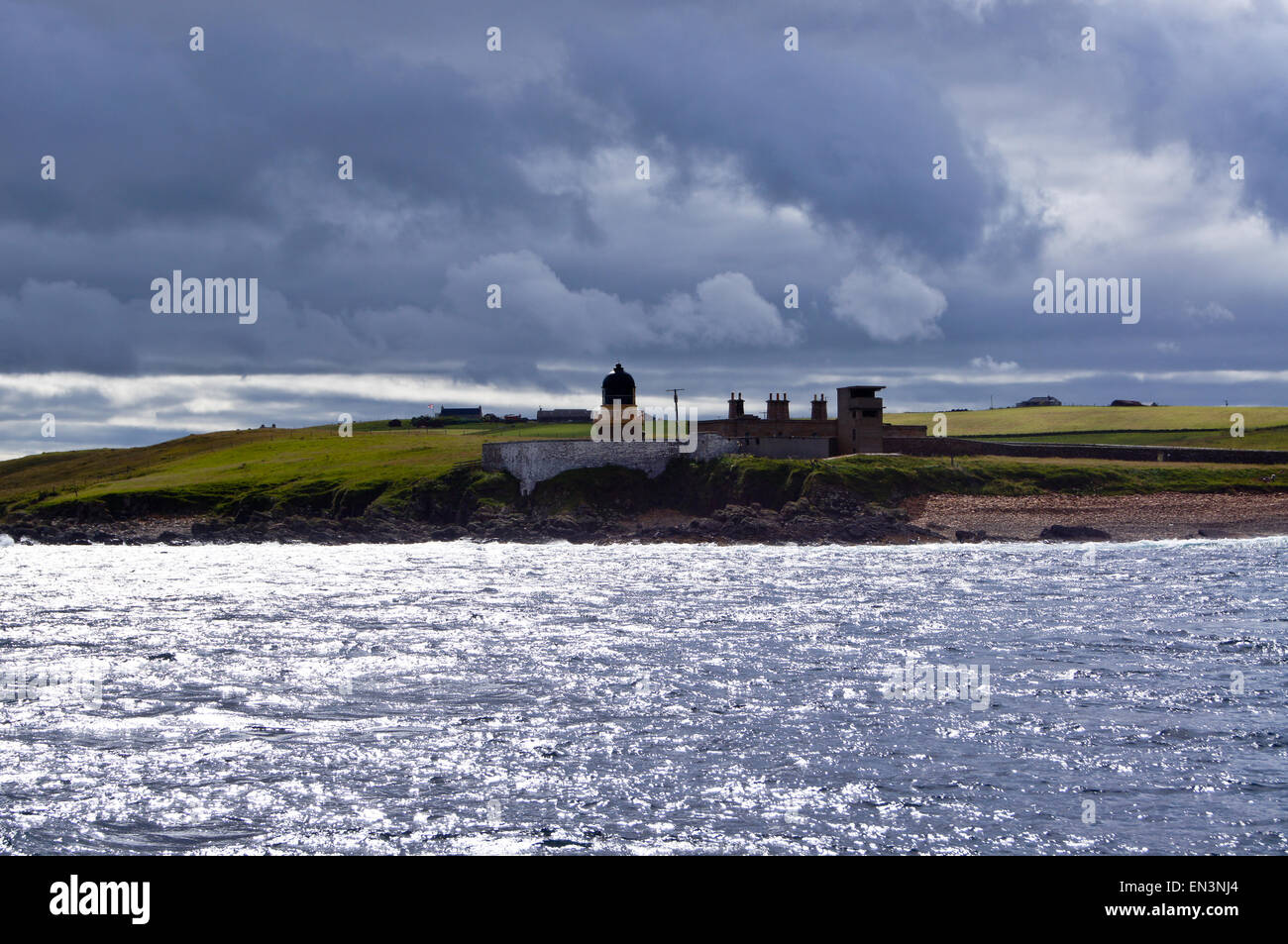 Hoy Low lighthouse by Alan Stevenson, 1851, Graemsay, Hoy Sound, Orkney islands, Scotland Stock Photo