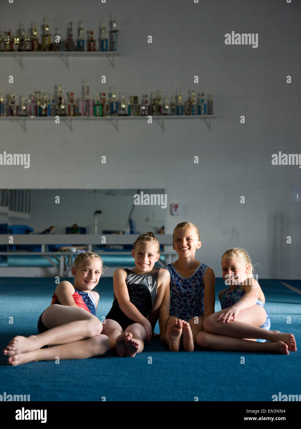 USA, Utah, Orem, portrait of girl gymnasts (8-11) in gym Stock Photo