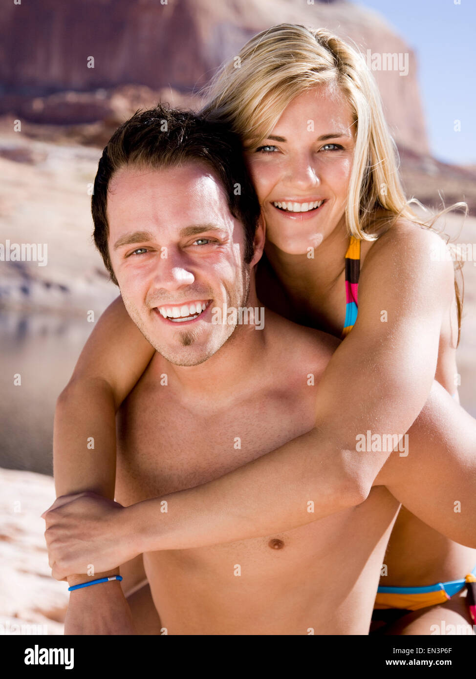 young couple at lake powell Stock Photo