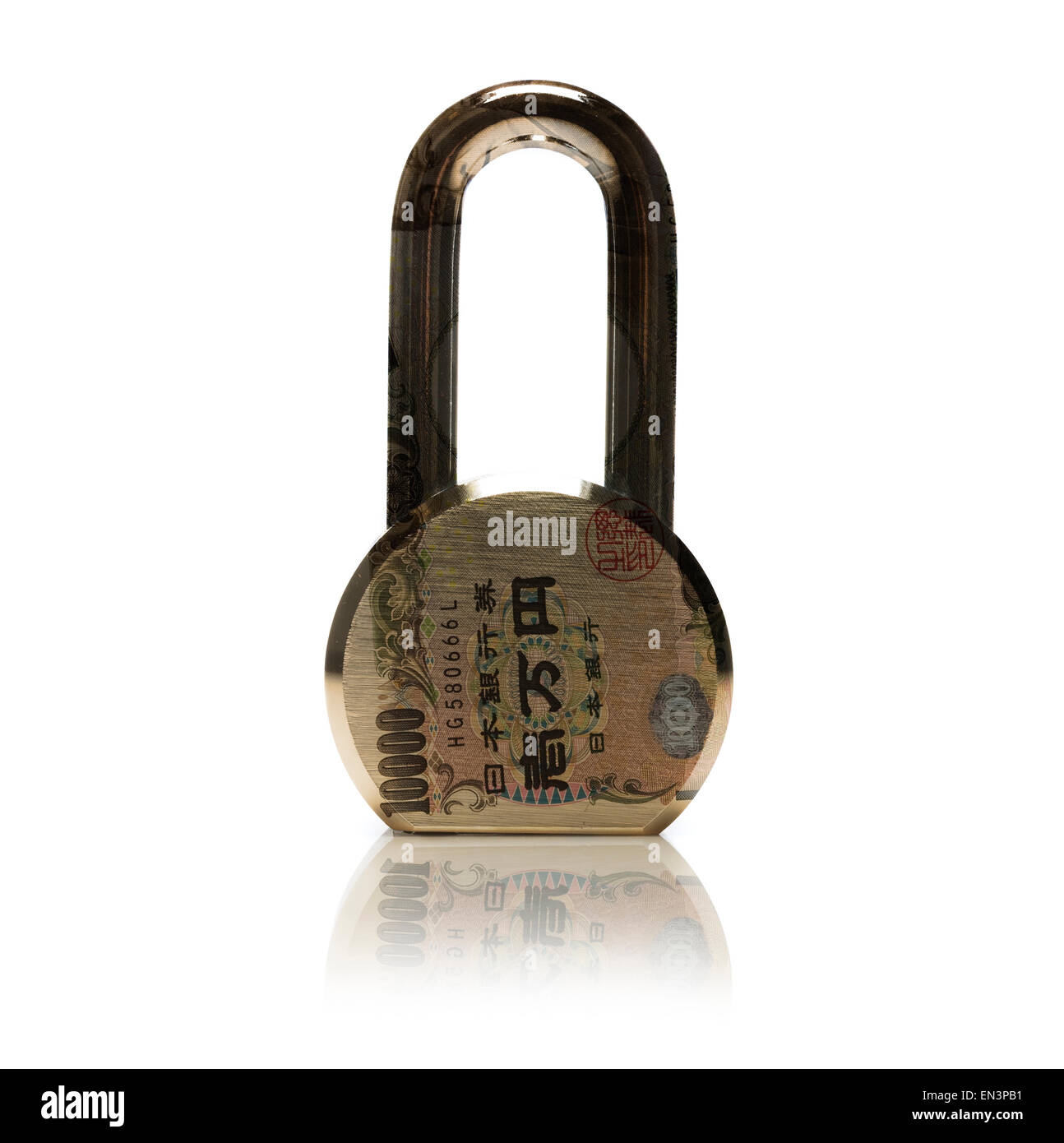 padlock with yen currency on it Stock Photo