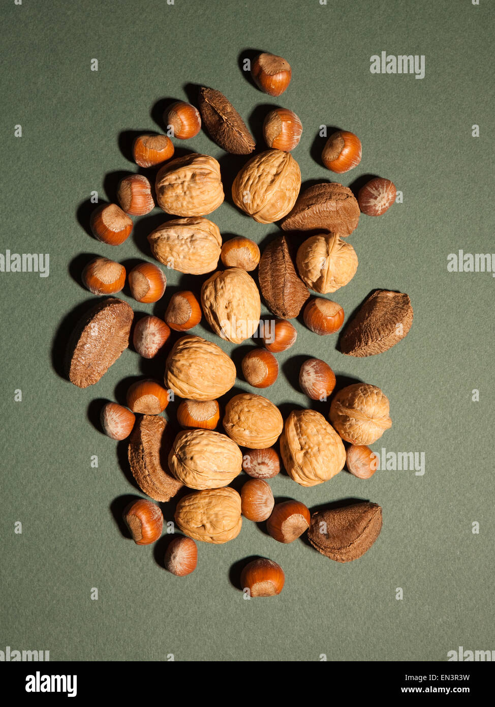 Studio shot of assorted nuts Stock Photo