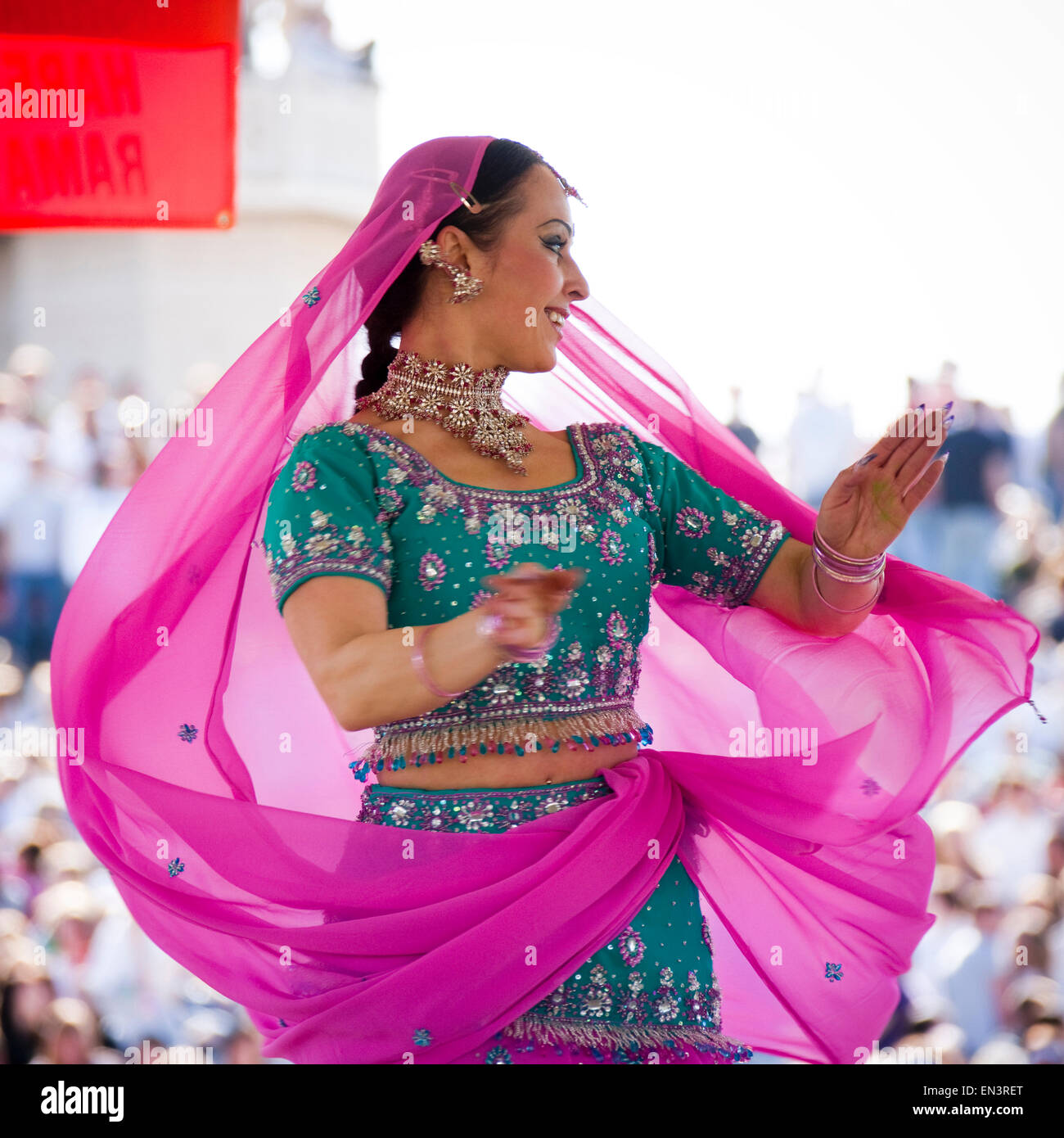 USA,Utah,Spanish Fork,Mid adult woman dancing in sari Stock Photo Alamy