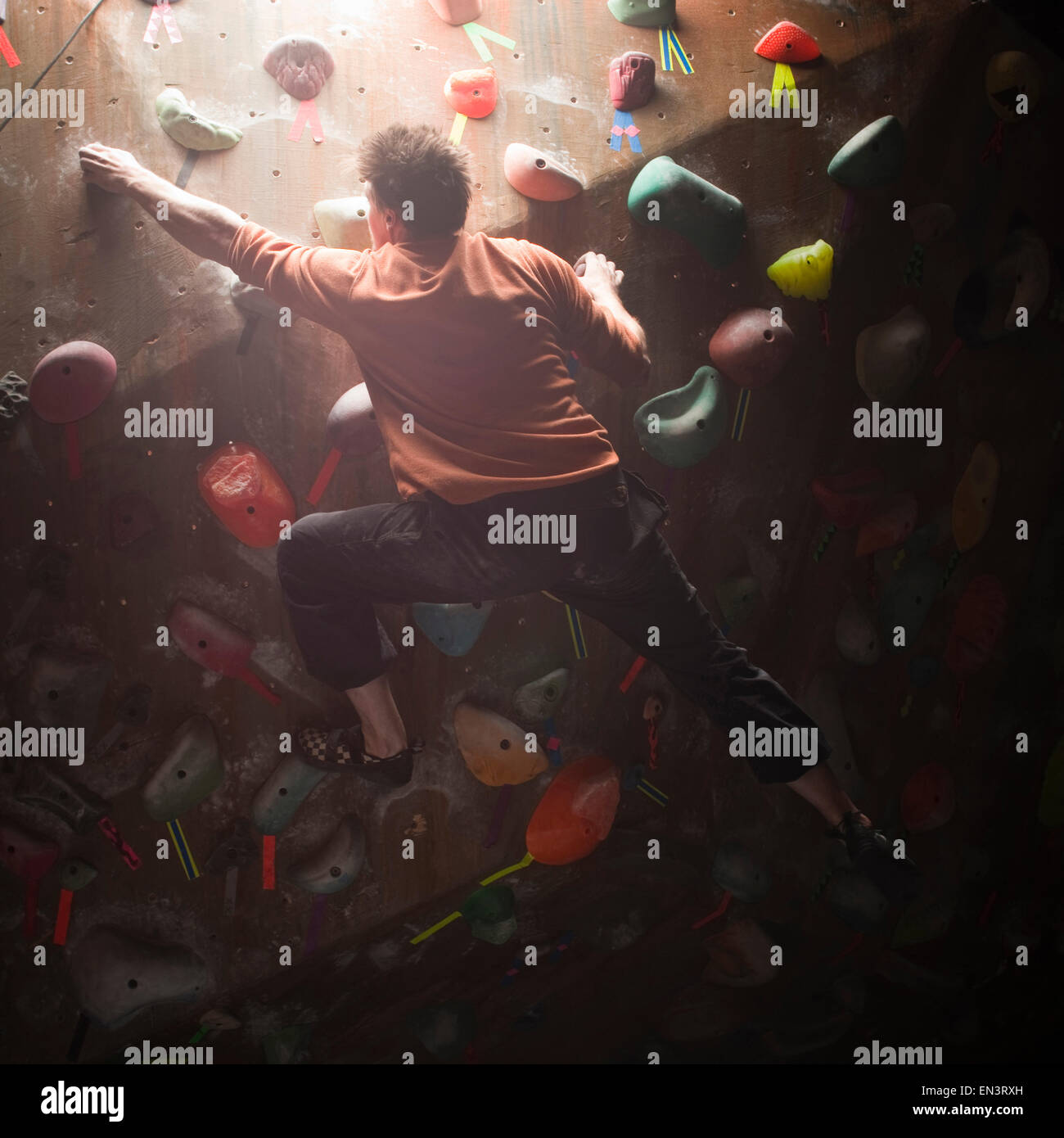 USA, Utah, Sandy, man on indoor climbing wall Stock Photo Alamy